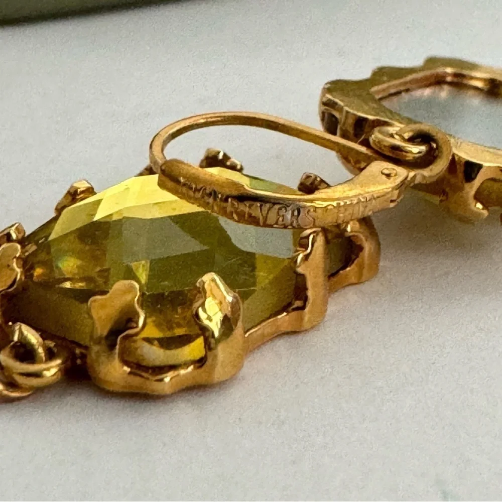 Vintage Joan Rivers Rectangular CZ Drop Earrings